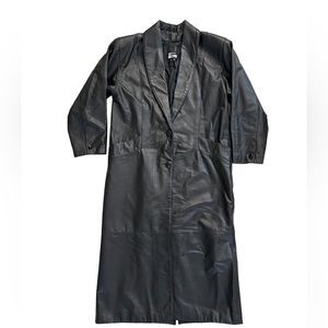 Vintage COMINT long leather coat black size Medium